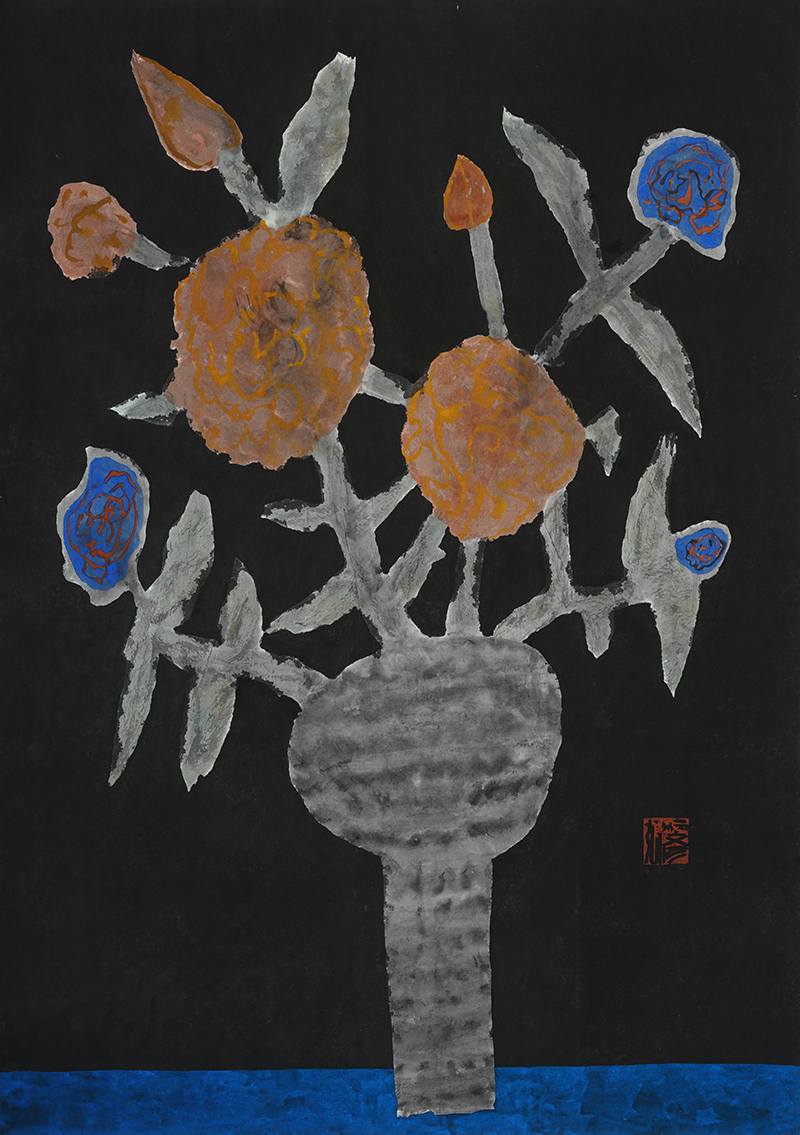Jang Byeong Eun · Eastbrush · 张炳彥 · black_flower_059 · mixed_media_on_paper · 1189mm_x_841mm · 2025